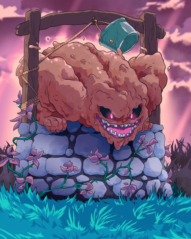 monstre sortant d'un puit