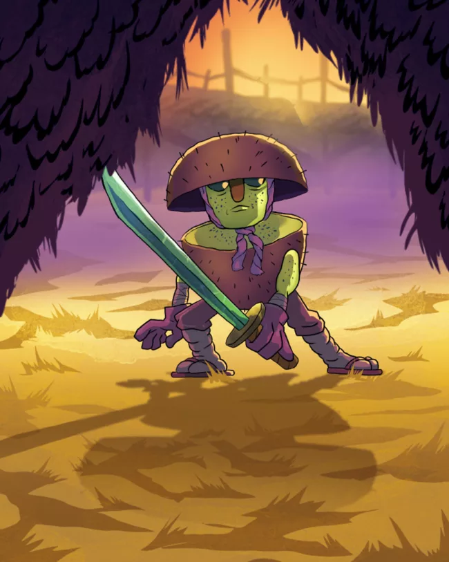 kiwi samurai avec katana