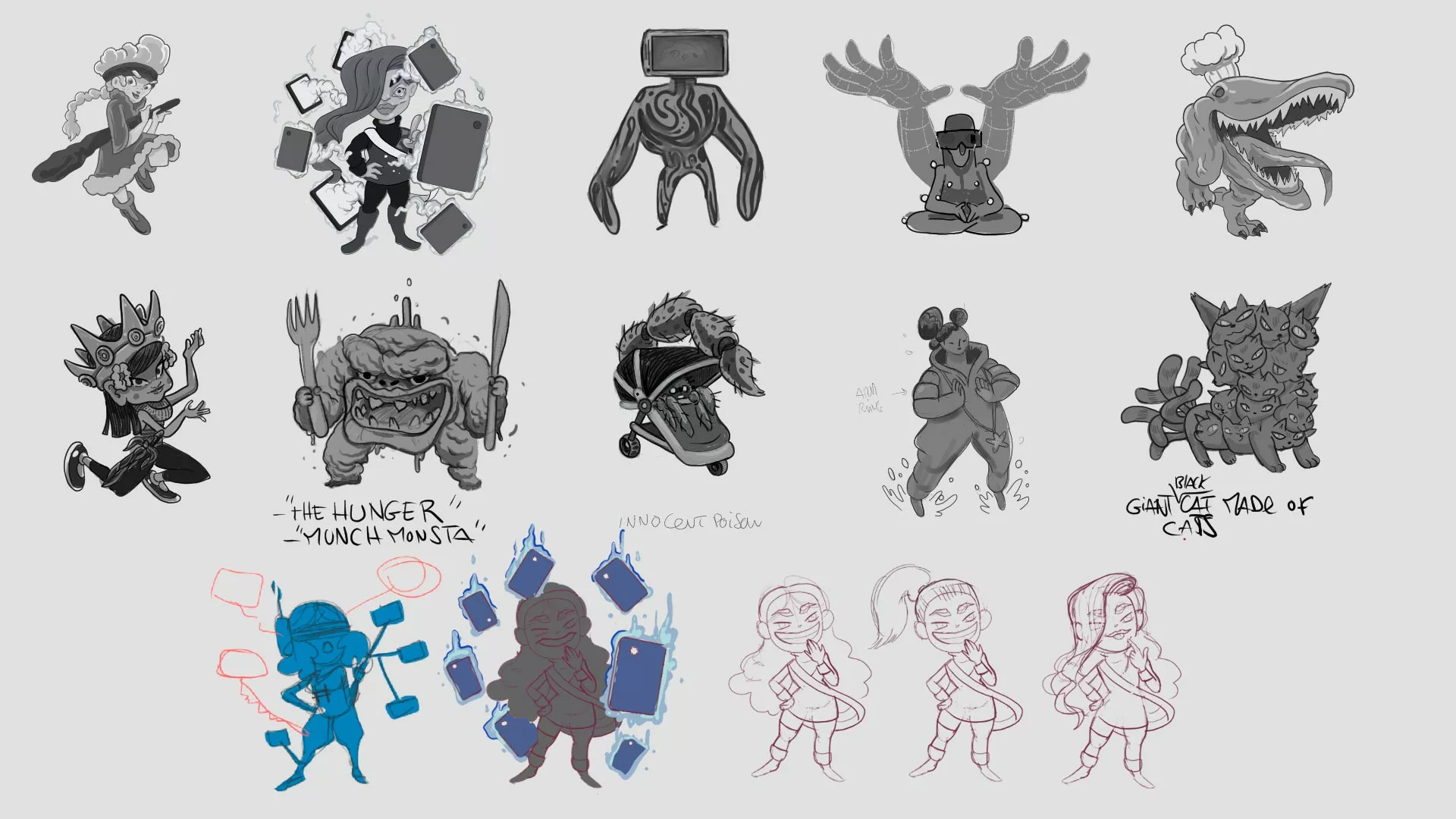 charades_magikmon_sketches02 character design concept sketches